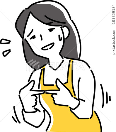 A woman who puts her index fingers together with a troubled face 105839184