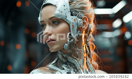 Photo of a dog wearing a jacket in trending colors, neon and cyberpunk, concept for a veterinary clinic Photo of a dog wearing a jacket in trending colors, neon and cyberpunk, concept for a veterinary clinic 105839282