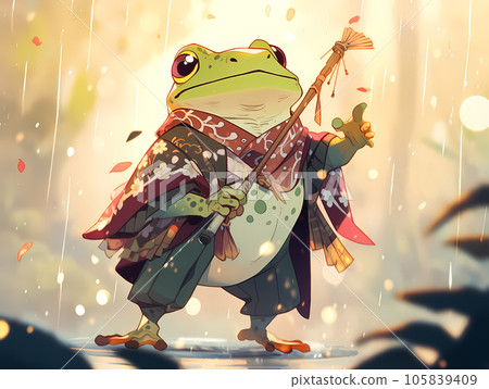 A unique frog character that seems to appear in a picture book A unique frog character that seems to appear in a picture book 105839409