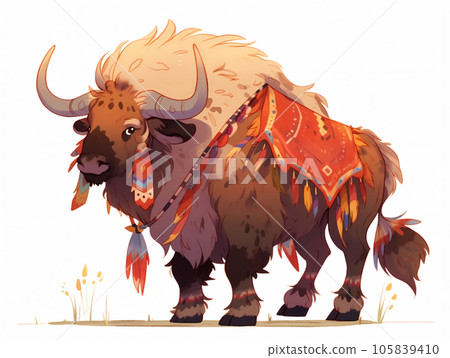 A stylish water buffalo character that seems to appear in a picture book A stylish water buffalo character that seems to appear in a picture book 105839410
