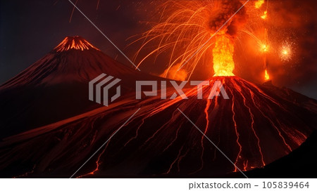 夜空中的火山和羽狀物 夜空中的火山和羽狀物 105839464