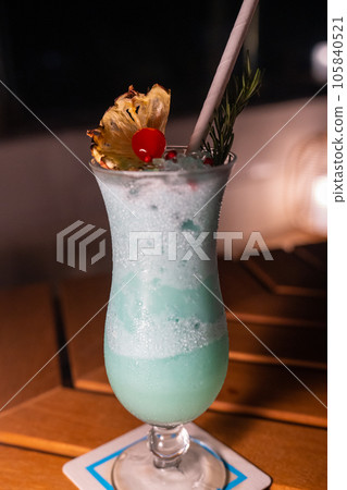 Blue cocktail at Rooftop Bar Unai at Hilton Okinawa Miyakojima Resort Blue cocktail at Rooftop Bar Unai at Hilton Okinawa Miyakojima Resort 105840521
