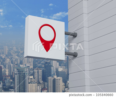 Map pointer navigation concept, 3D rendering Map pointer navigation concept, 3D rendering 105840660