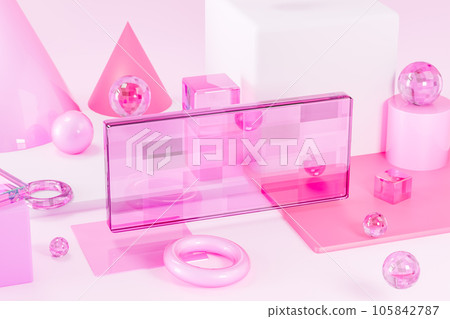 3D render illustration of pink geometric figures 105842787