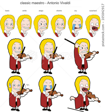 Cute classical composer, performer illustration - Antonio Lucio Vivaldi Cute classical composer, performer illustration - Antonio Lucio Vivaldi 105842917