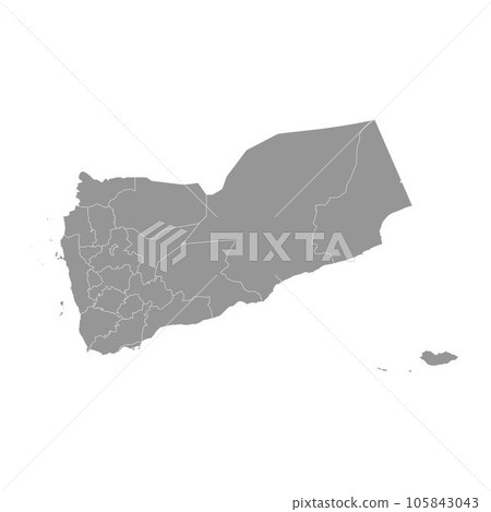 Yemen grey map with administrative divisions. Vector illustration. 105843043