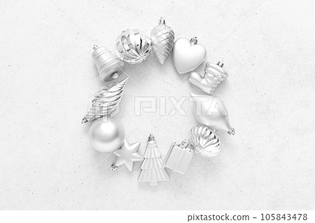 Christmas, Xmas, Noel or New Year background with winter festive Christmas holiday decoration, Christmas baubles with copy space for a text of greeting card 105843478
