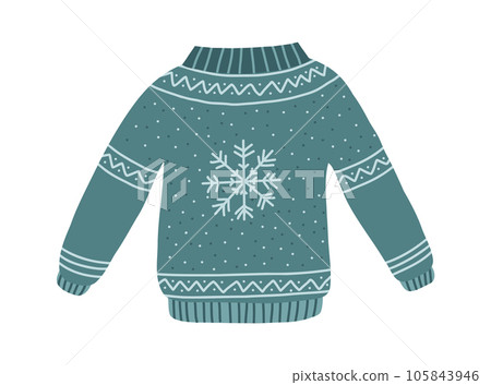 Christmas ugly sweater. Xmas funny handmade jumpers. Vector print pullovers Christmas ugly sweater. Xmas funny handmade jumpers. Vector print pullovers 105843946