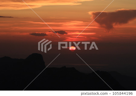 Dramatic sunset over Mount Stockhorn. Dramatic sunset over Mount Stockhorn. 105844196