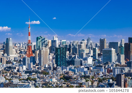 東京塔和城市景觀 105844278
