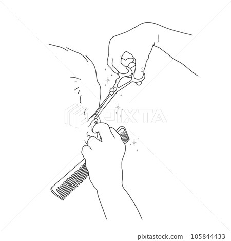 剪、剪刀和梳子插圖，美髮師 105844433