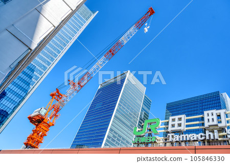 Cityscape of Minato Ward, Tokyo Tamachi Station Construction Crane Cityscape of Minato Ward, Tokyo Tamachi Station Construction Crane 105846330