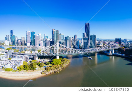 Story Bridge and Brisbane Skyline in Australia Story Bridge and Brisbane Skyline in Australia 105847550
