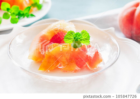 Dessert full of peach pulp Dessert full of peach pulp 105847726