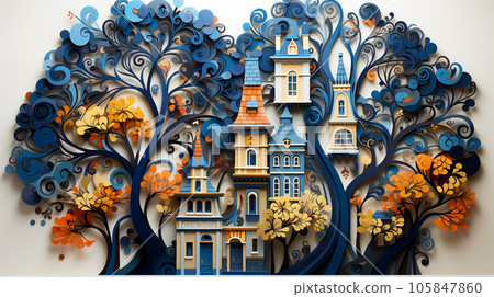 A fabulous northern European town with beautiful side by side houses standing next to each other 105847860