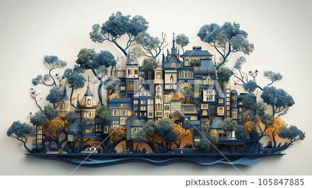 A fabulous northern European town with beautiful side by side houses standing next to each other 105847885