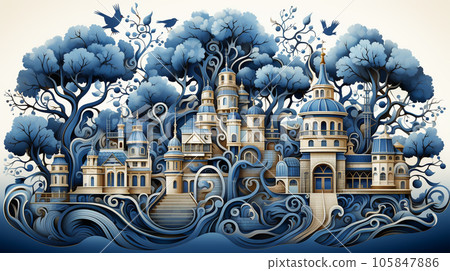 A fabulous northern European town with beautiful side by side houses standing next to each other 105847886