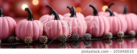 Barbie style pink pumpkins, Halloween holiday, fall harvest, fairy tale storyline Barbie style pink pumpkins, Halloween holiday, fall harvest, fairy tale storyline 105848018