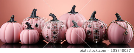 Barbie style pink pumpkins, Halloween holiday, fall harvest, fairy tale storyline Barbie style pink pumpkins, Halloween holiday, fall harvest, fairy tale storyline 105848027