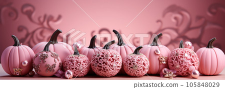 Barbie style pink pumpkins, Halloween holiday, fall harvest, fairy tale storyline Barbie style pink pumpkins, Halloween holiday, fall harvest, fairy tale storyline 105848029