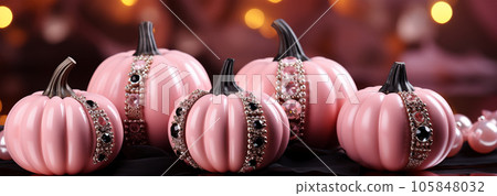 Barbie style pink pumpkins, Halloween holiday, fall harvest, fairy tale storyline Barbie style pink pumpkins, Halloween holiday, fall harvest, fairy tale storyline 105848032