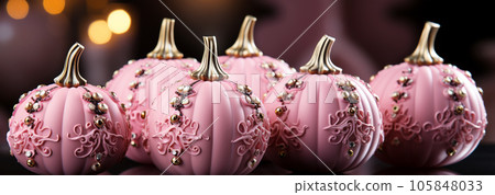 Barbie style pink pumpkins, Halloween holiday, fall harvest, fairy tale storyline Barbie style pink pumpkins, Halloween holiday, fall harvest, fairy tale storyline 105848033