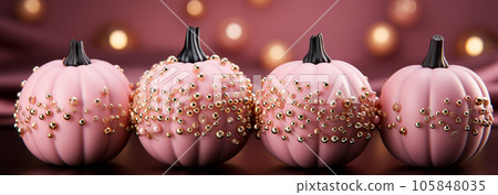 Barbie style pink pumpkins, Halloween holiday, fall harvest, fairy tale storyline 105848035