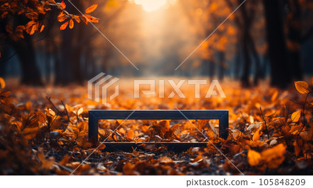 A photo of a beautiful autumn forest landscape with autumn yellow leaves, postcard A photo of a beautiful autumn forest landscape with autumn yellow leaves, postcard 105848209