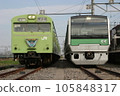 Kawagoe Line 103 series and AC train line up (at Kawagoe Rolling Stock Center) 105848317