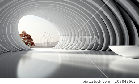 Modern and trendy interior design with graphic shapes in minimalist style, abstract forms 105848602