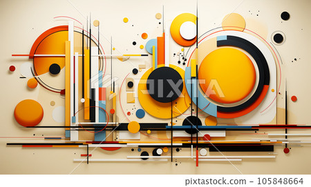 Geometric abstract art poster with squares and circles shapes and figures, wallpaper and postcard, flyer 105848664