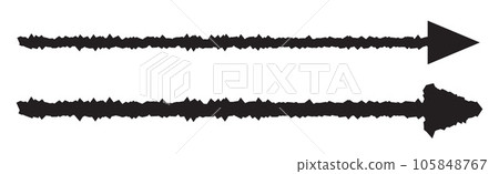 Straight long arrow. Black roughen straight long arrows vector isolated illustration 105848767