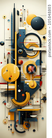 Geometric abstract art poster with squares and circles shapes and figures, wallpaper and postcard, flyer 105848803