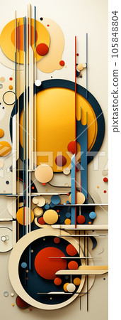 Geometric abstract art poster with squares and circles shapes and figures, wallpaper and postcard, flyer 105848804