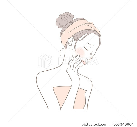 Image illustration of a woman suffering from rough skin and redness 105849004