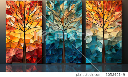 Christmas greeting card with unusual abstract Christmas tree, New Year tree, holiday concept Christmas greeting card with unusual abstract Christmas tree, New Year tree, holiday concept 105849149