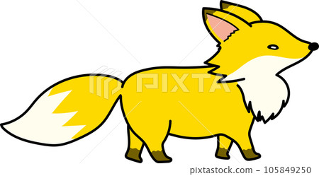 Hand-drawn red fox standing sideways Hand-drawn red fox standing sideways 105849250
