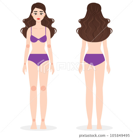 Full body cute girl front and back. Full body cute girl front and back. 105849495