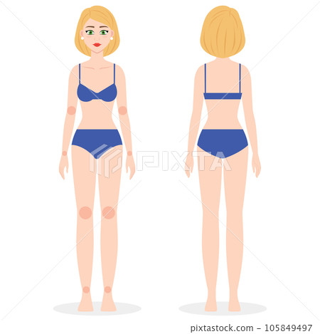 Full body cute girl front and back. 105849497