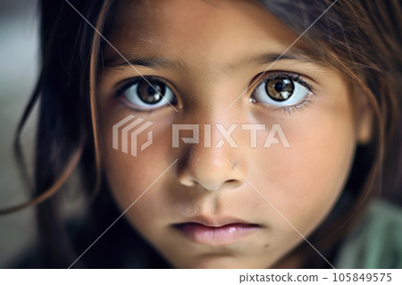 The eyes of a girl living in a poor country 105849575