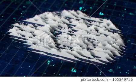 Financial graph hologram on table with computer background. 3D render. Financial graph hologram on table with computer background. 3D render. 105849736