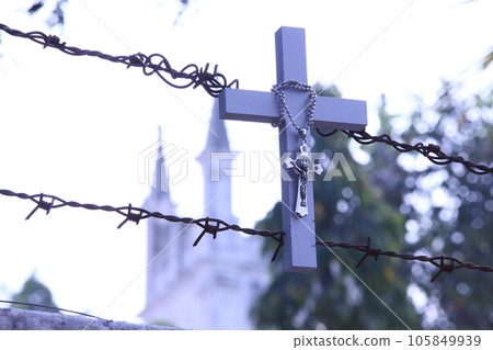 Metal Church cross closeup Metal Church cross closeup 105849939