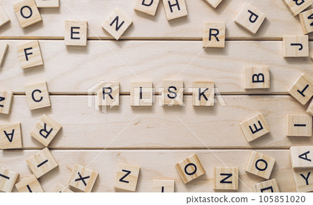 Text on wooden cubes Risk Text on wooden cubes Risk 105851020