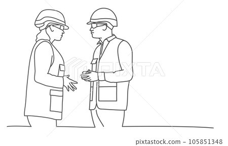 Construction workers and engineers 105851348