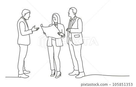 Businessmen are discussing project 105851353