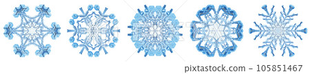 Snowflakes Dark Blue Ice Crystal Winter Symbol Snowflakes Dark Blue Ice Crystal Winter Symbol 105851467