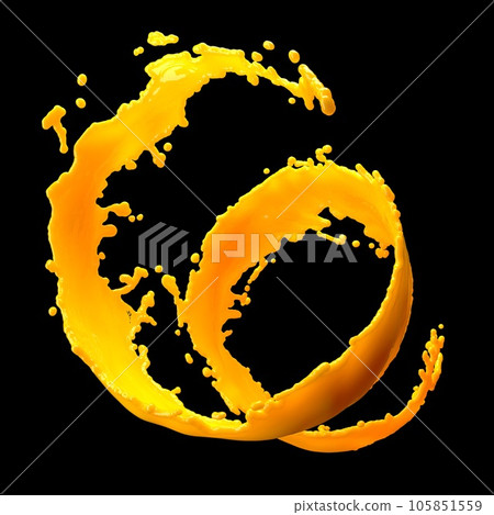 orange juice splash isolated on black background orange juice splash isolated on black background 105851559