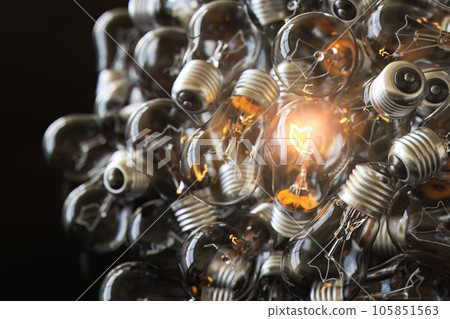 Heap of used old fashioned light bulbs 105851563