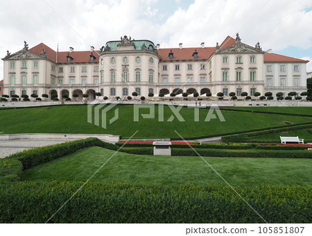 Castle in garden at european Warsaw capital city of Poland 105851807