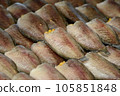 Dried fish in the market, close-up of the fish 105851848